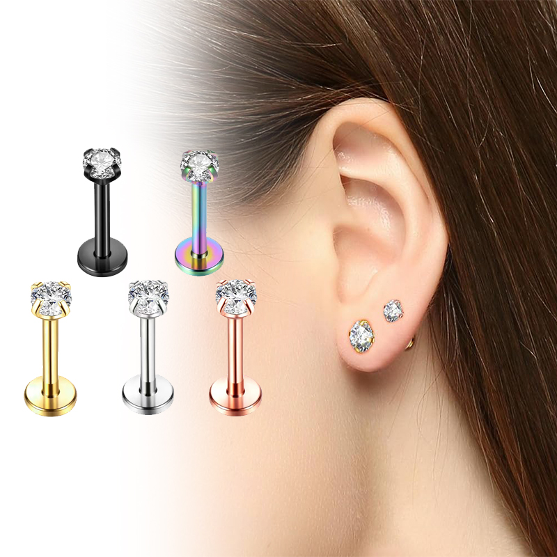 Body Jewelry Cartilage Earrings - Boucles d'oreilles clous en titane 16G