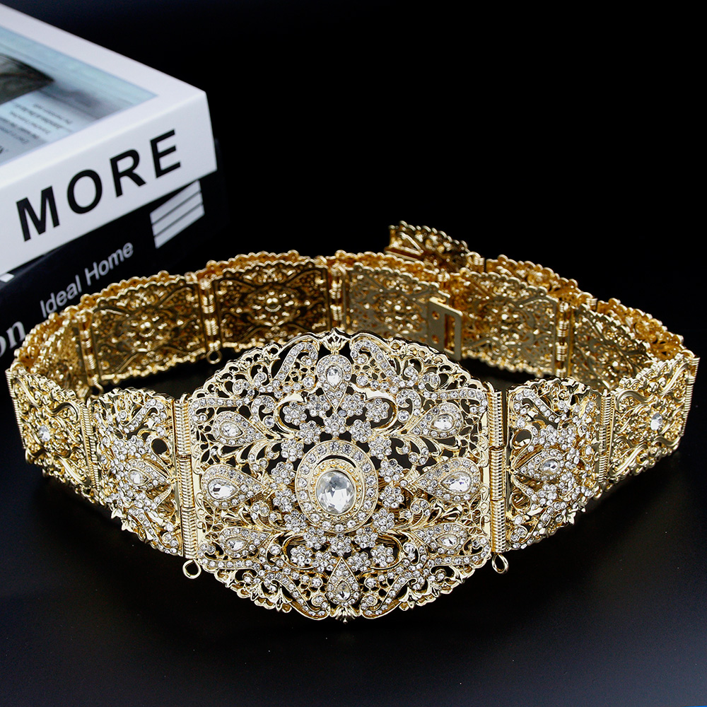 Body Jewelry Gold - Sunspicems-Ceinture large marocaine pour femme, robe
