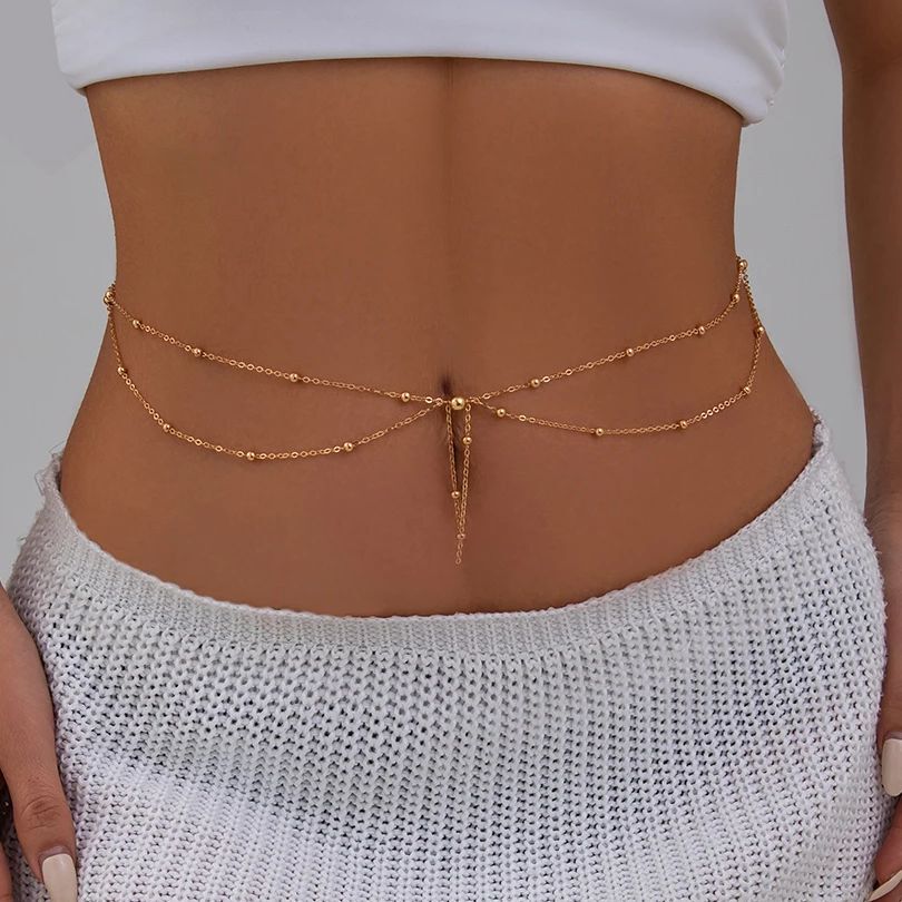 Body Jewelry Gold - KunJoe multicouche couleur or chaîne de