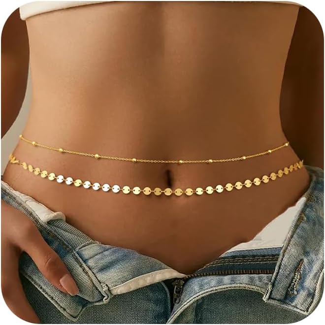 Body Jewelry Gold - Chaîne de ventre plaquée argent et