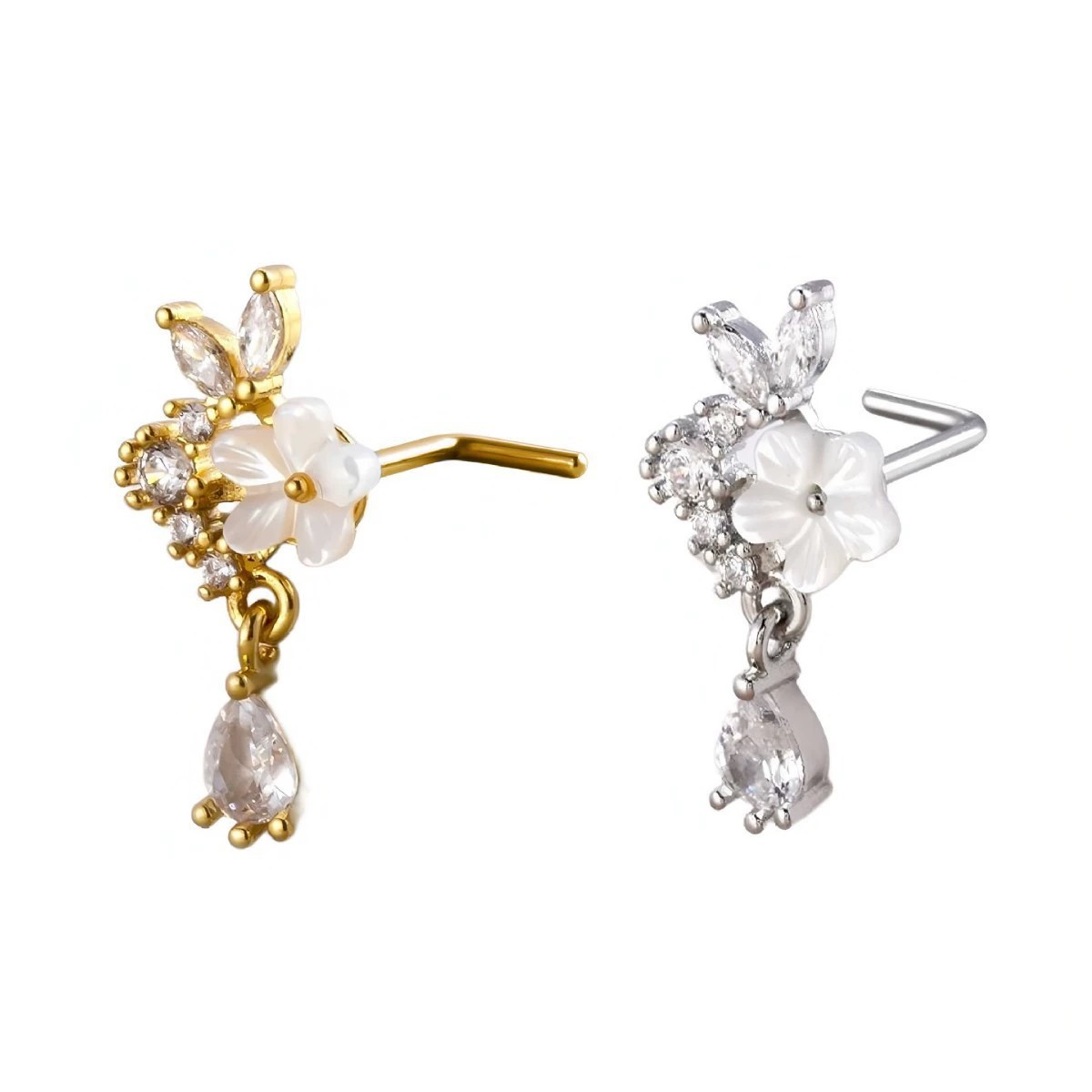 Anneau de nez fleur dorée avec - Body Jewelry Nose Ring avis et prix