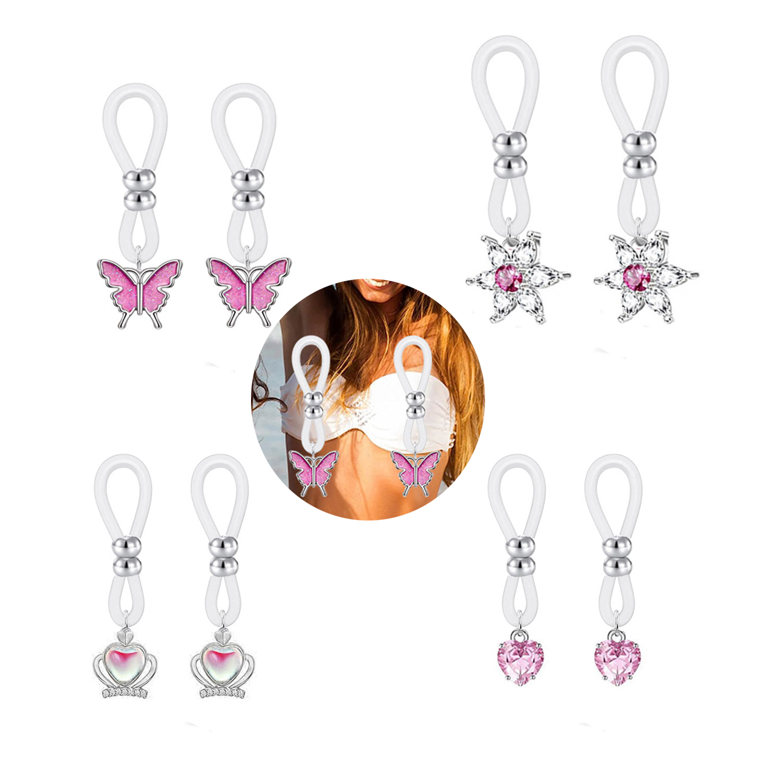 Alliage Silicone papillon coeu - Body Jewelry Nipple Rings avis et prix